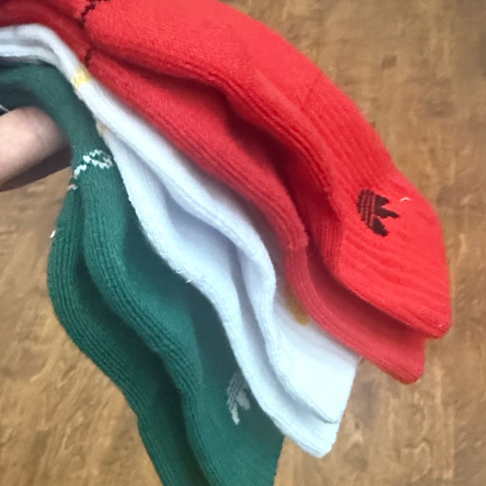 adidas Originals Six-Pack Quarter Athletic Socks - Red, Black & Blue - Picture 6 of 16